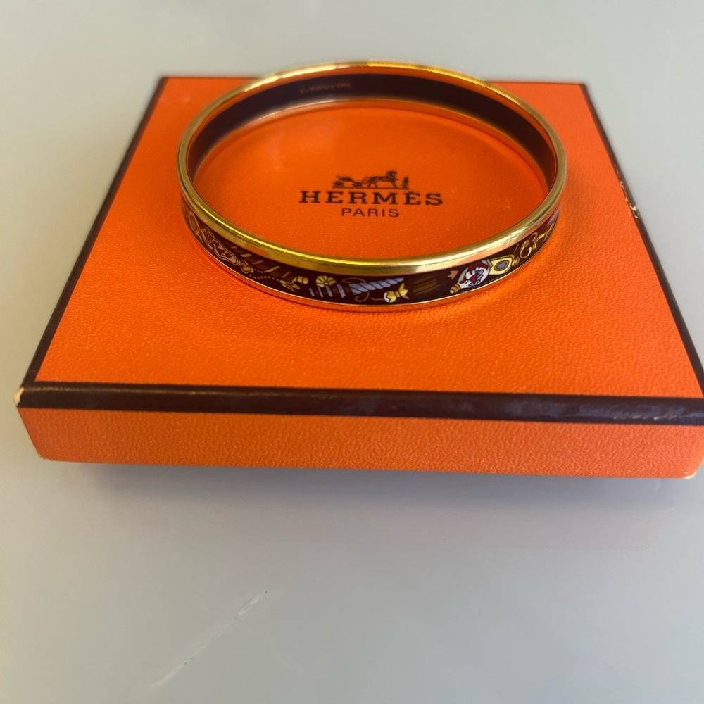 Hermès Gold and Brown Bangle